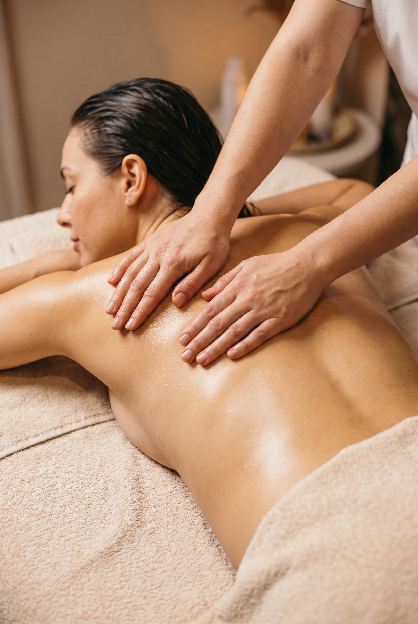 Entspannende Aroma-Öl-Massage im Spa von Geestglanz in Bad Bederkesa